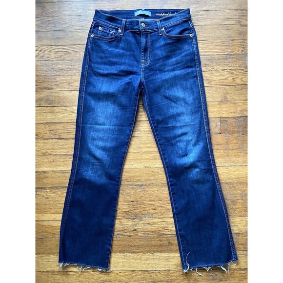 7 For All Mankind b(air) Denim Cropped Boot Jeans sz 27 - Picture 1 of 10